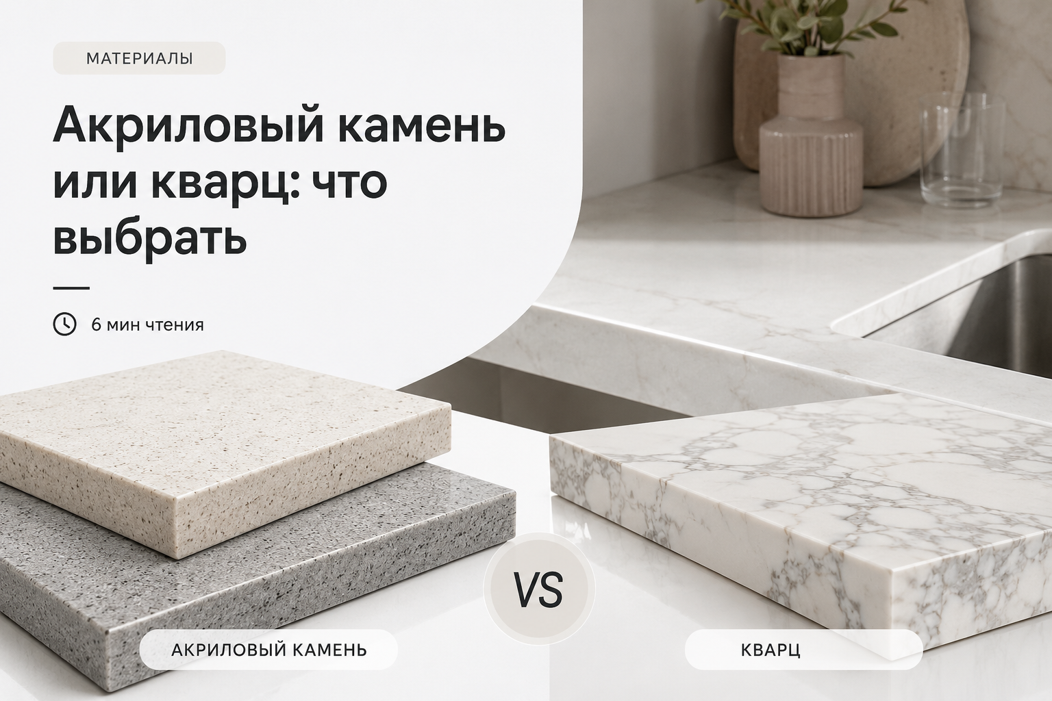 Акриловый камень или кварцевый агломерат — сравнение образцов